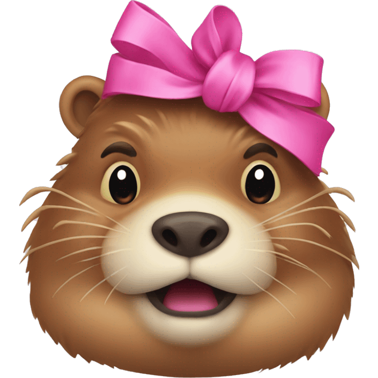 fat beaver with a pink bow on its head emoji