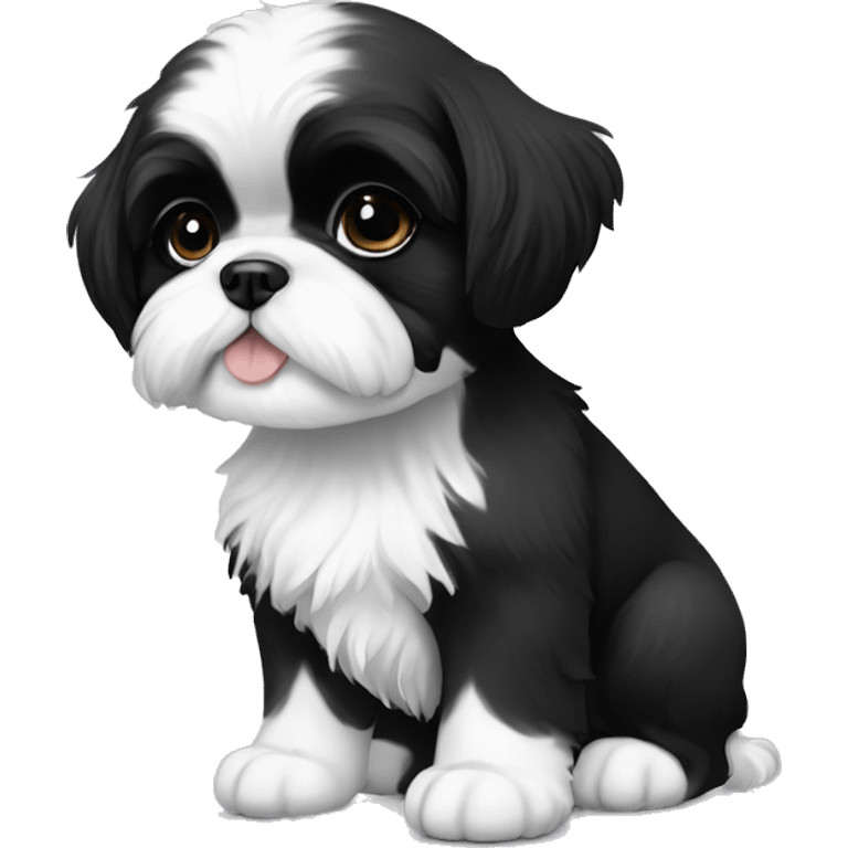 Black and white shih tzu puppy emoji