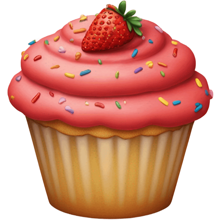 Giant strawberry cupcake with sprinkles emoji