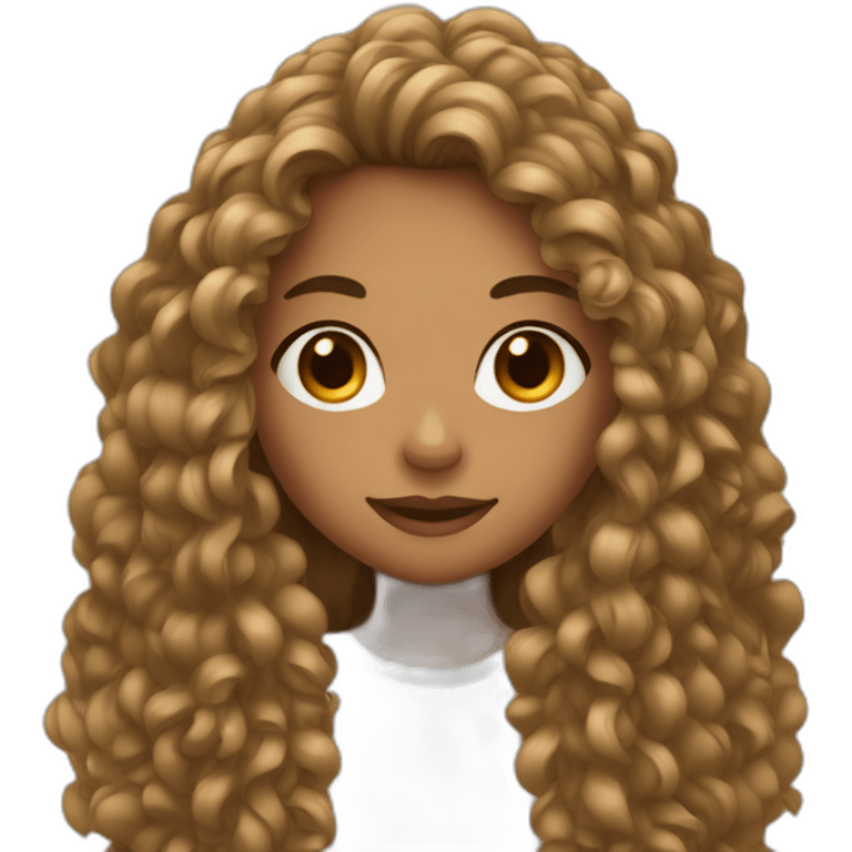 A girl with  long curly hair and wheat skin emoji