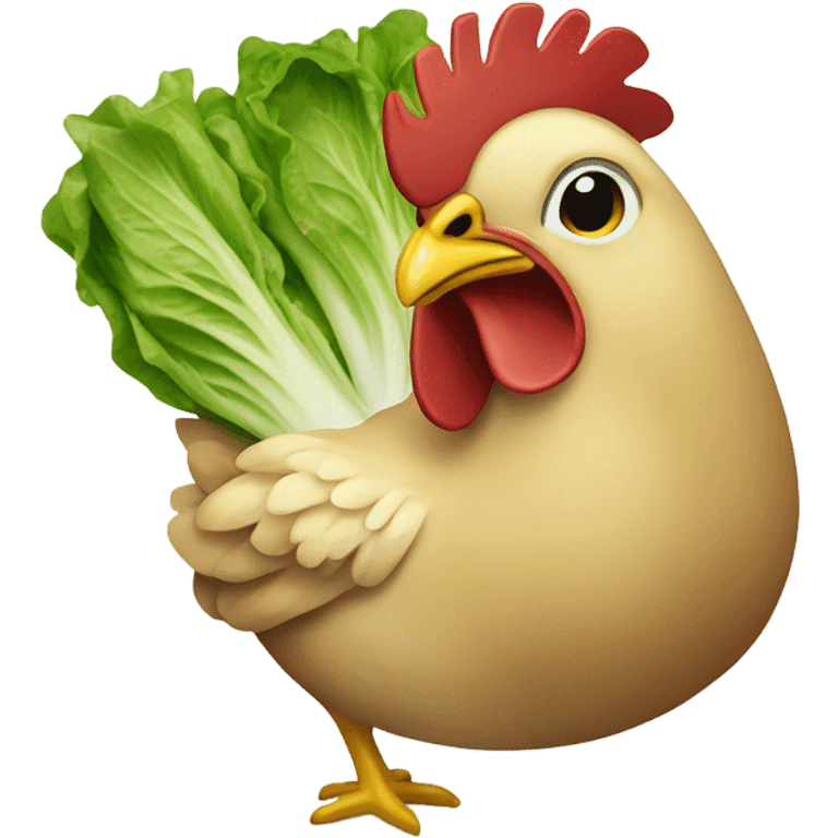 Chicken eating a lettuce emoji