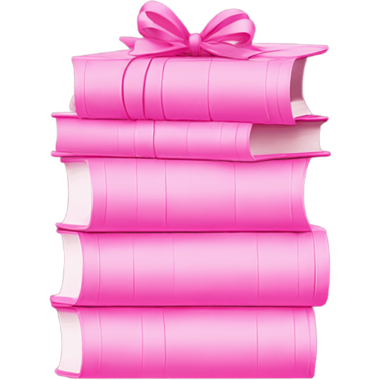 Pink Books stacked up and tied together by a pink bow emoji