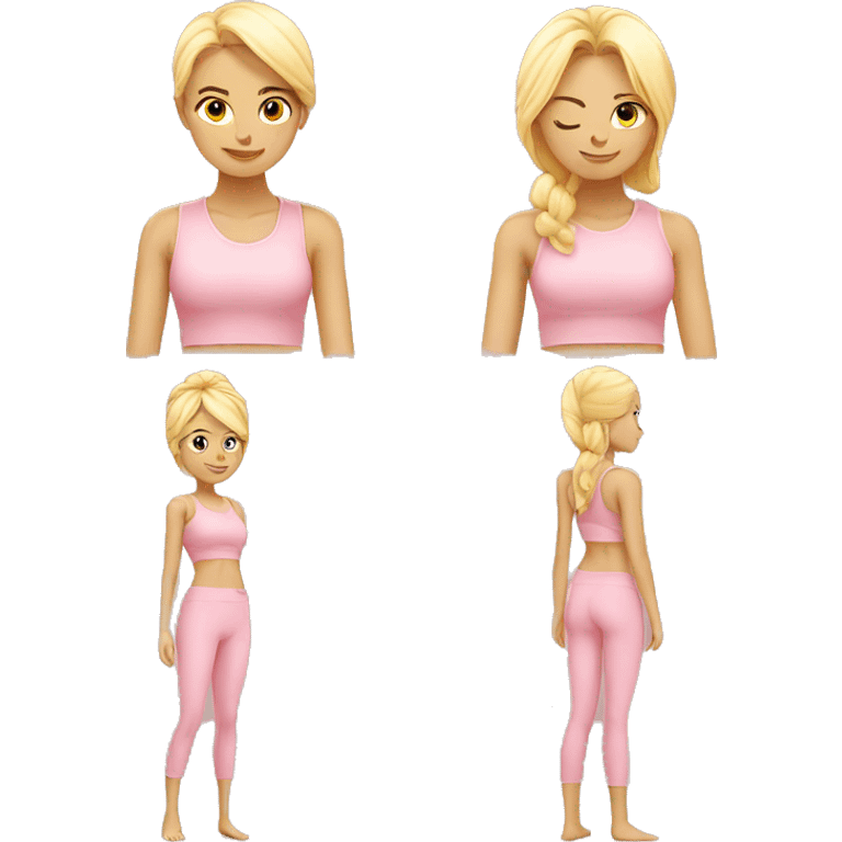 blonde yoga girl light pink clothes n emoji