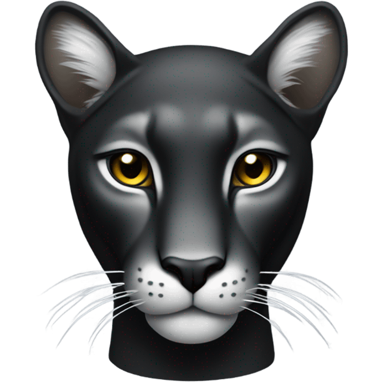 A sleek black puma in a majestic pose, with glowing eyes and a slight shimmer on its fur. Stylized and elegant, minimalistic design, perfect for a luxury brand emoji emoji