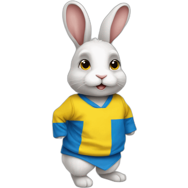 rabbit in a Ukrainian flag costume emoji