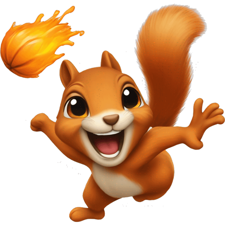 little jumping orange burnt squirrel emoji