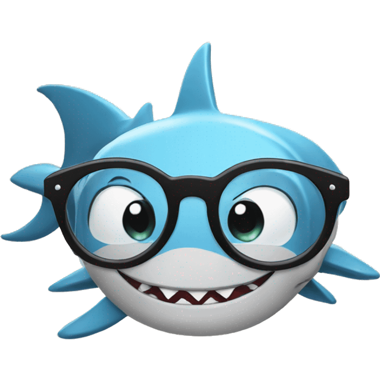 shark with round circle glasses cute emoji