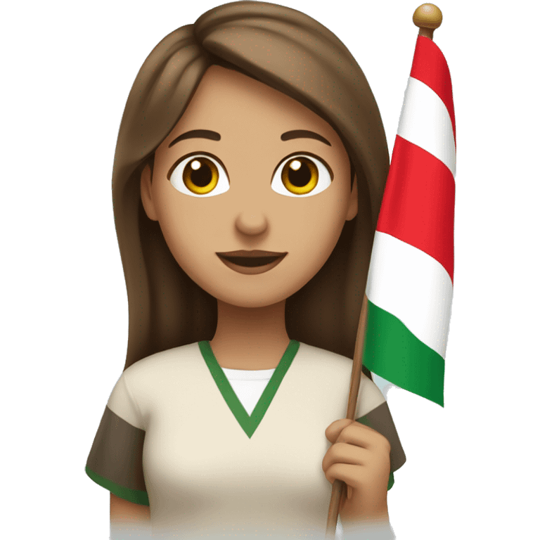 A girl with brown hair holding the Lebanese flag  emoji