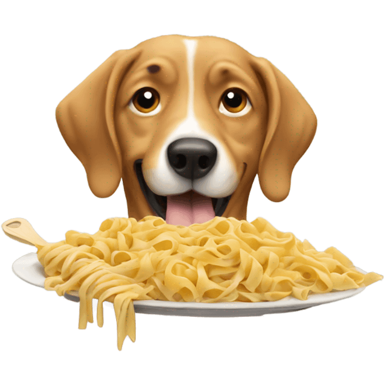 Dog eating pasta emoji