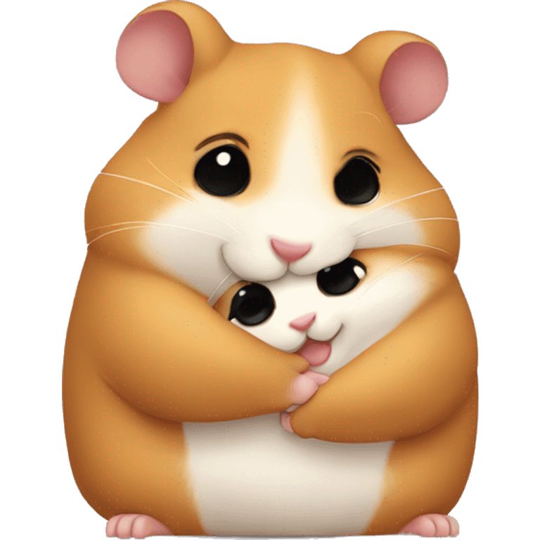 two happy hamsters hug emoji