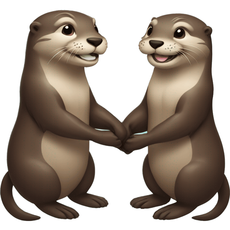 Two otters who are smiling and holding hands together  emoji