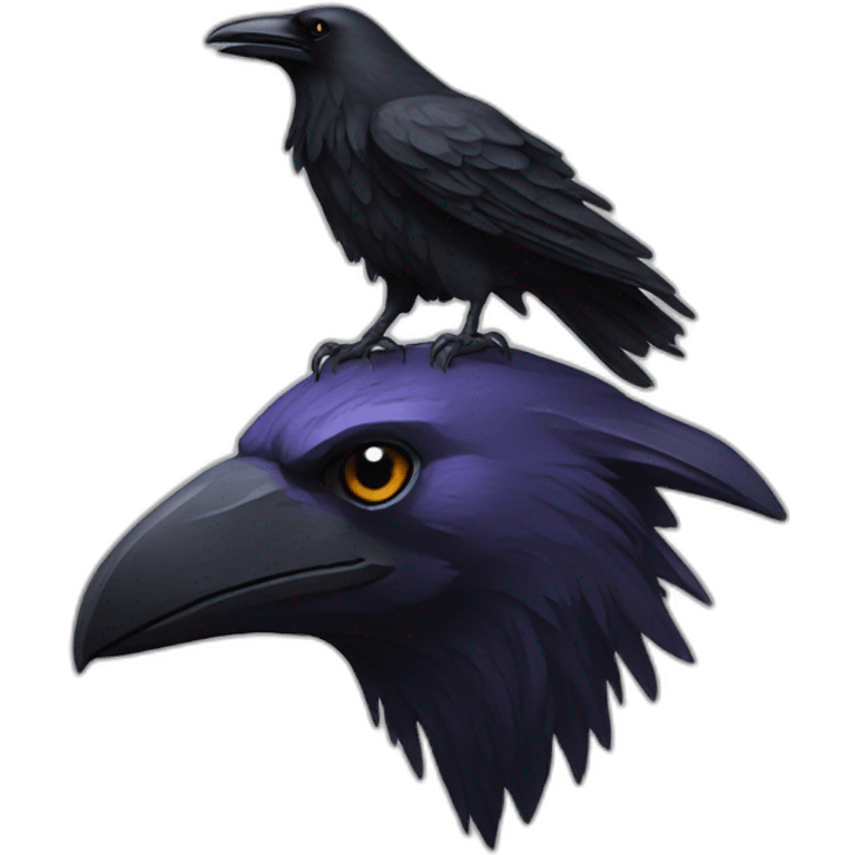 raven on  wolf head emoji