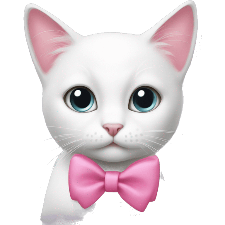 White cat with pink bow emoji