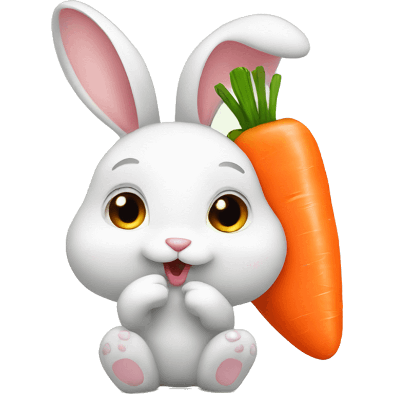 Cute bunny eating carrot emoji