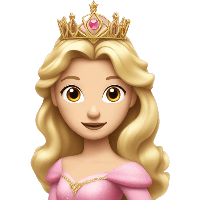 Princess Aurora with gold tiara pink dress   emoji