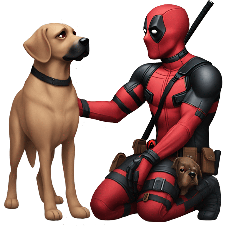 Deadpool holding black lab emoji