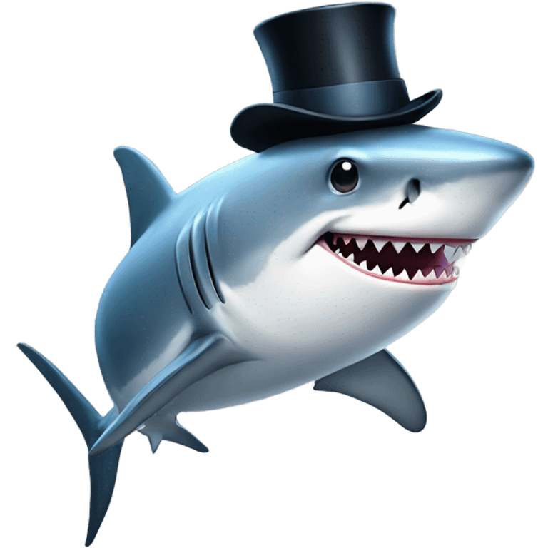 Shark with a top hat emoji