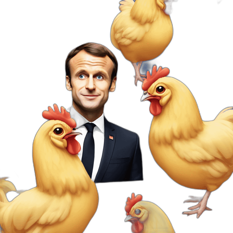 Emmanuel Macron sur un poulet emoji