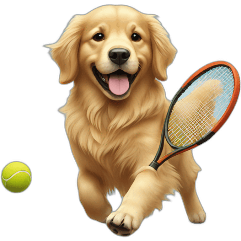 Golden retriever playing tennis emoji