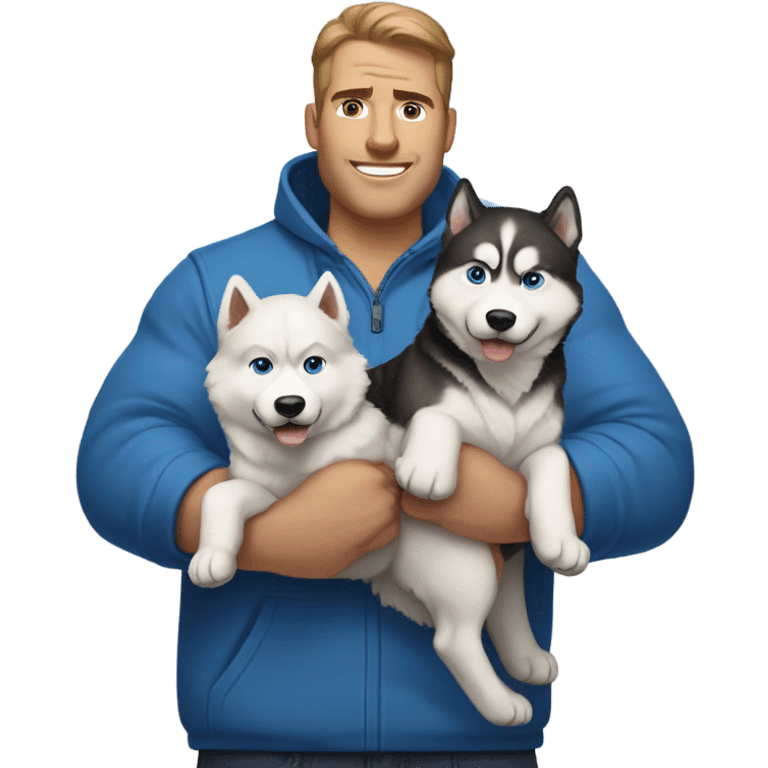 Family of two White men and a Husky emoji