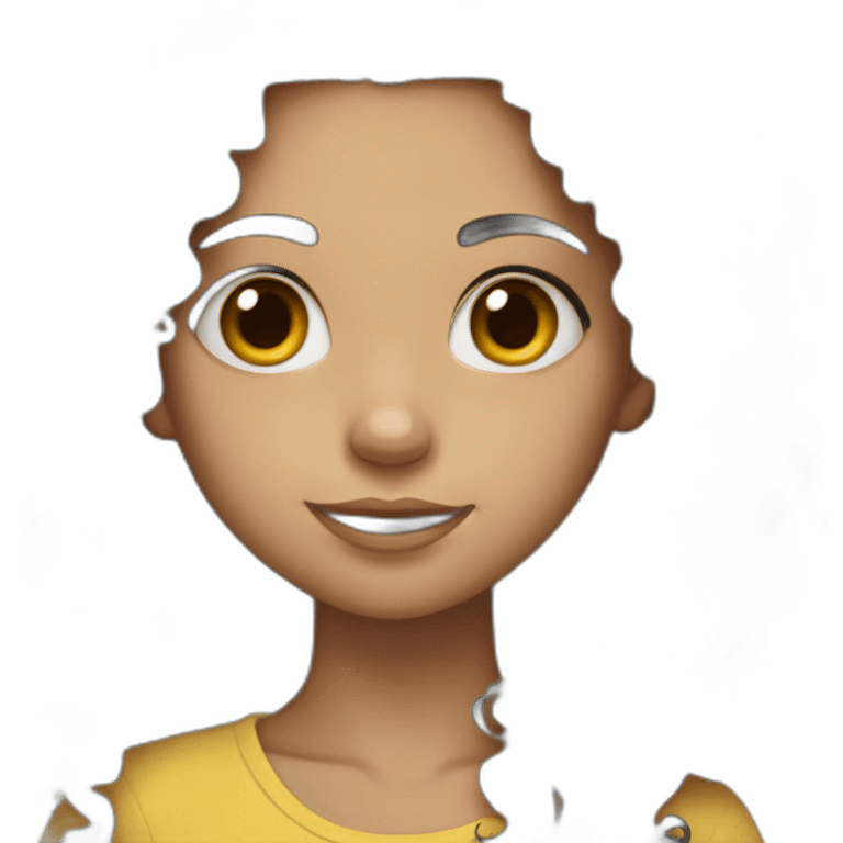 a girl named house with curly long black hair emoji