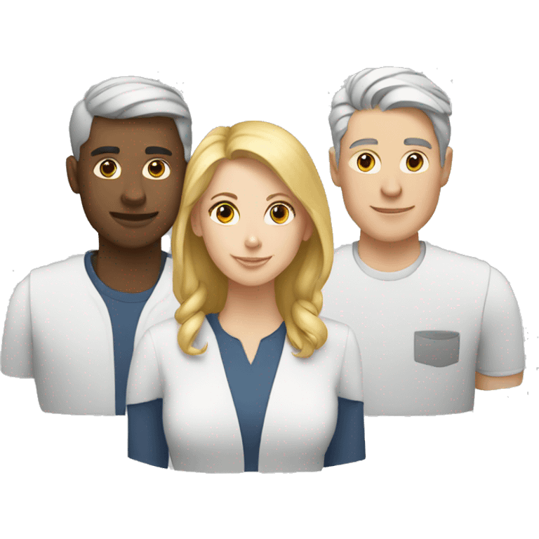 a group of three white people working together emoji