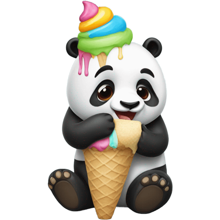 Panda eating ice cream emoji