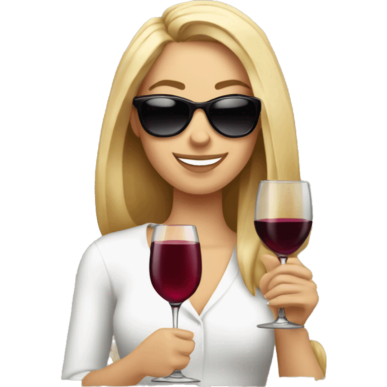 White girl wearing sunglasses holding a glass of wine  emoji