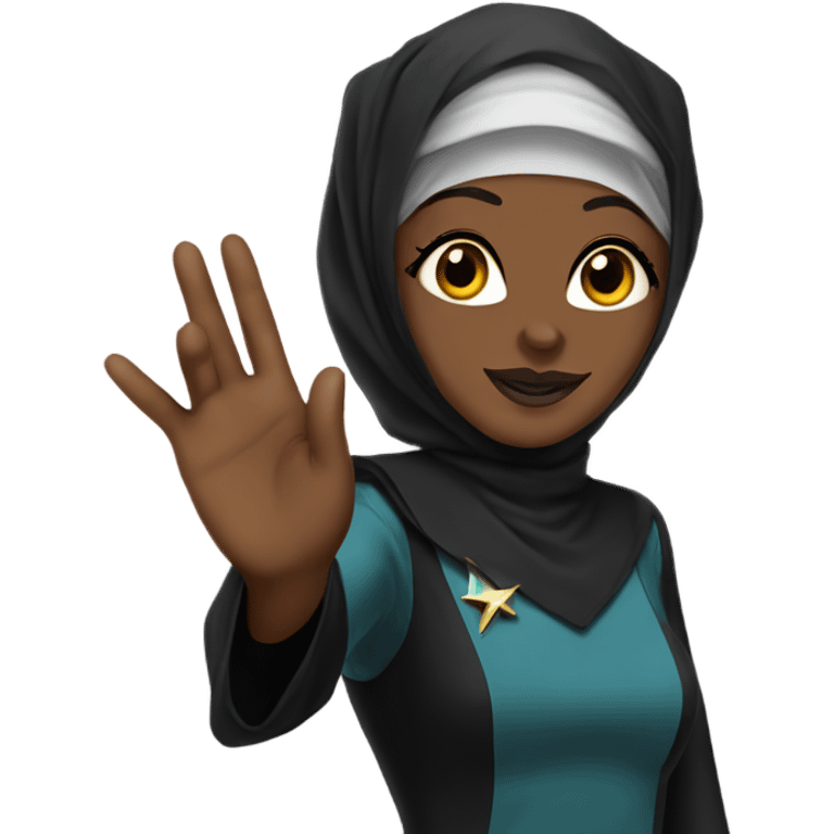 Black Hijabi Star Trek Vulcan hand salute emoji