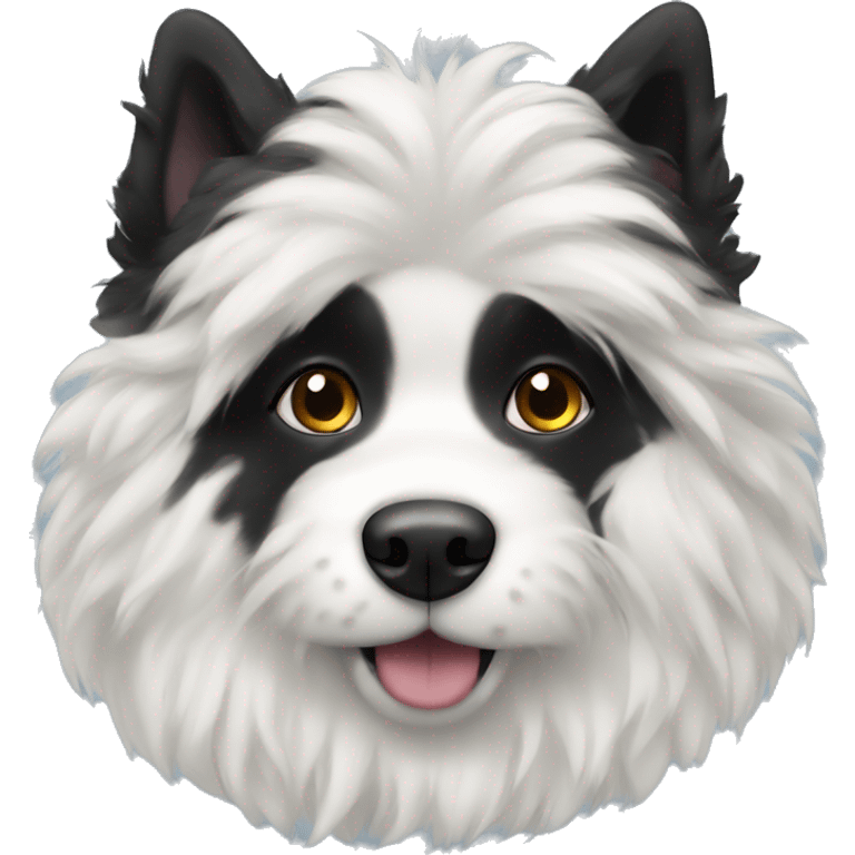 Fluffy black and white dog emoji