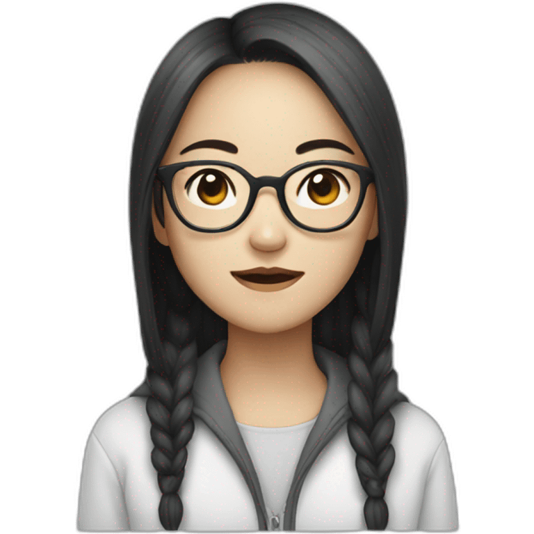 Asian girl in glasses with death emoji