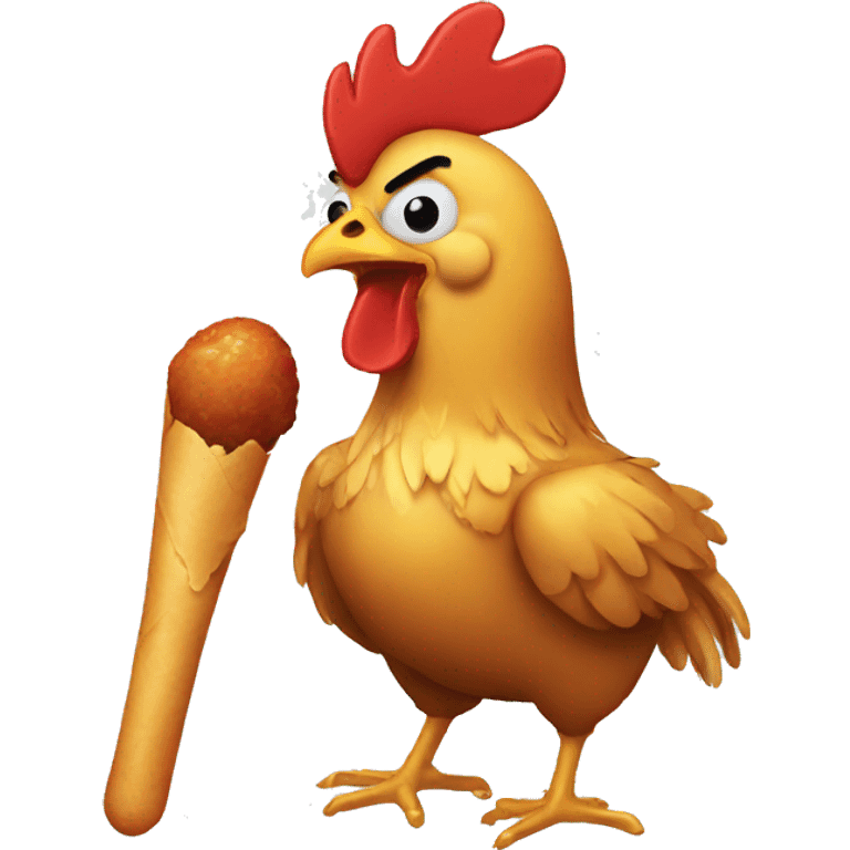 chicken eating a drumstick emoji