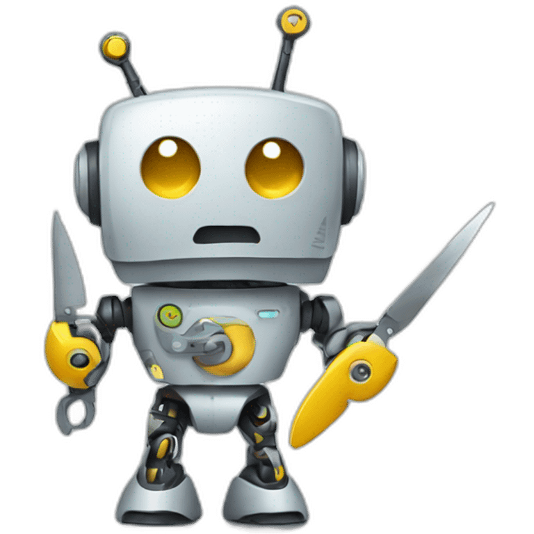 robot with scissors emoji