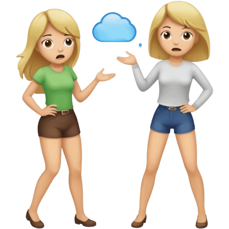 Blonde girl farts on girl with brown hair emoji