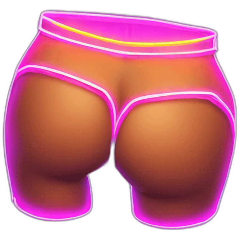 Juicy booty neon sign style emoji