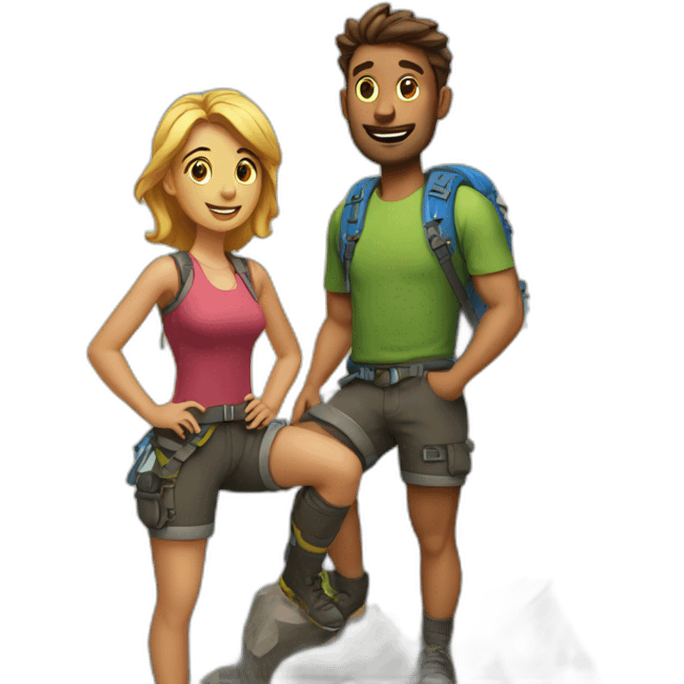 Climb a mountain - couple  emoji