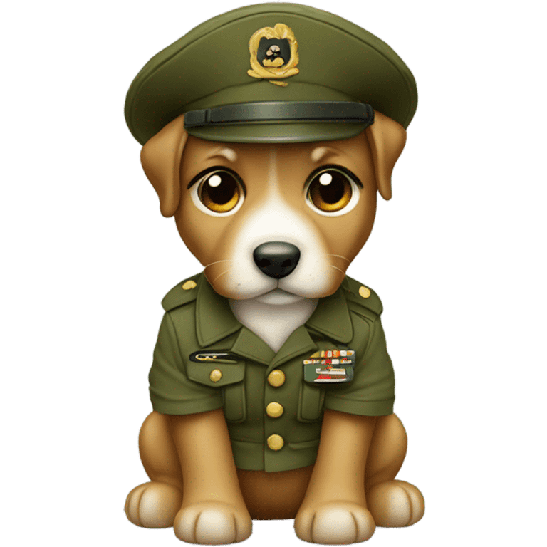 cute puppy in a military uniform emoji