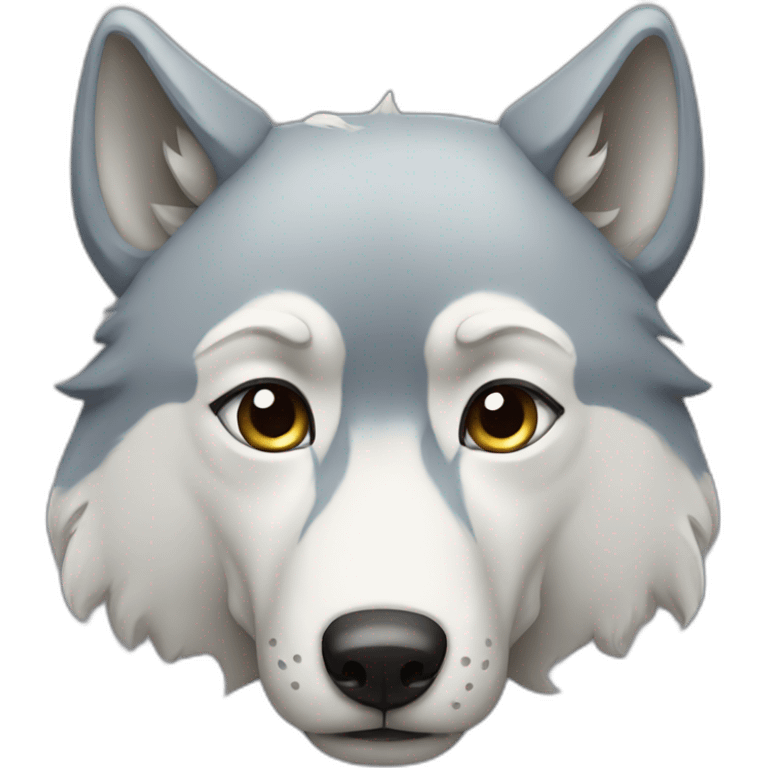 Sad wolf with milk on his face emoji