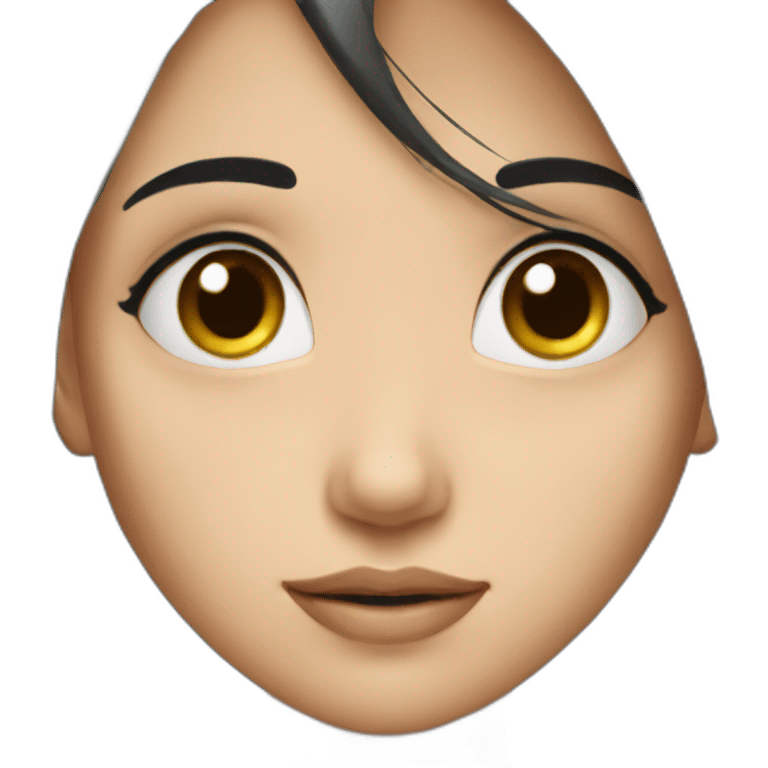 A round face young girl cute black long hair emoji