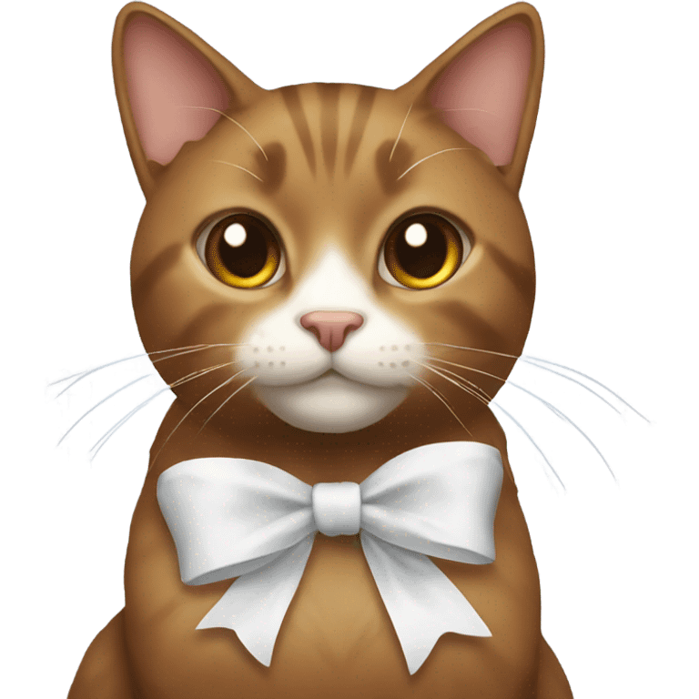 Brown cat with white bows emoji