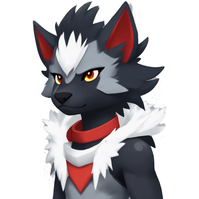 Black Cool Edgy Anthro Quiana Litten Absol Zoroark Zorua Fakémon  with White and Red Edgy markings emoji