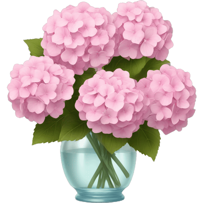 bouquet of soft pink hydrangeas in a vase emoji