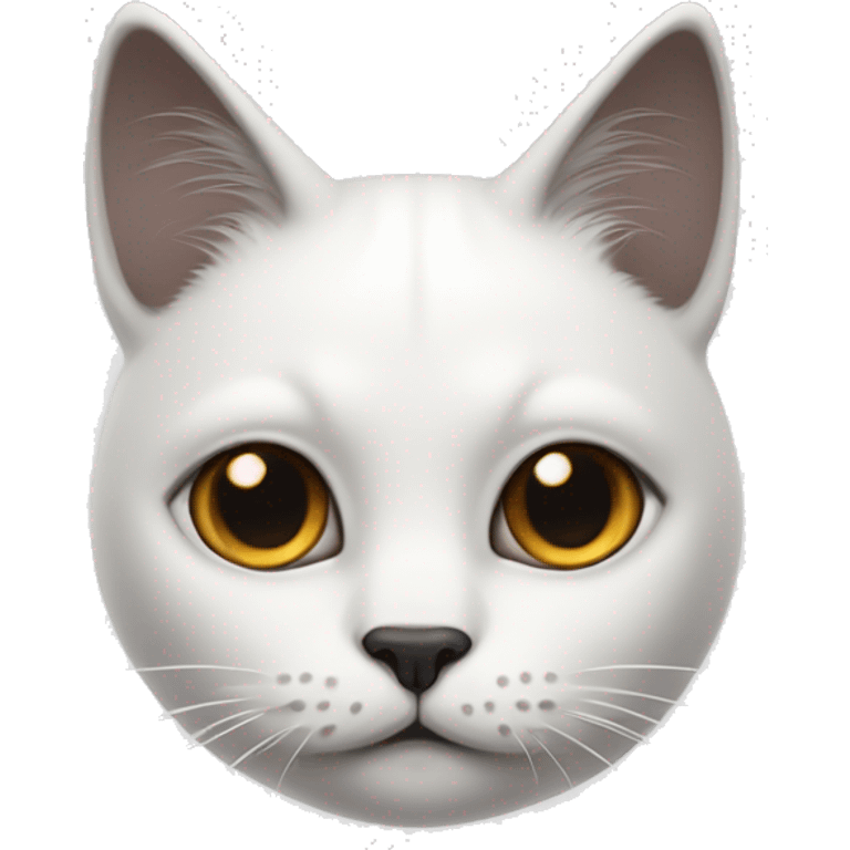 white cat with a black little point on head  emoji