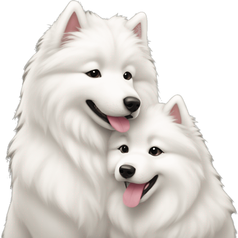 Samoyed hugging another Samoyed  emoji