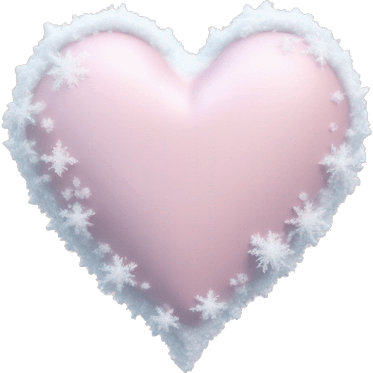 Frozen pale pink heart with snow on top emoji