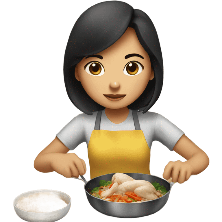 Thai girl cooking chicken emoji