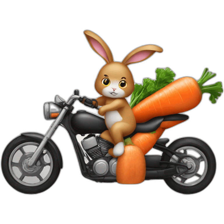 Biker wearing bunny suit with one carrot emoji