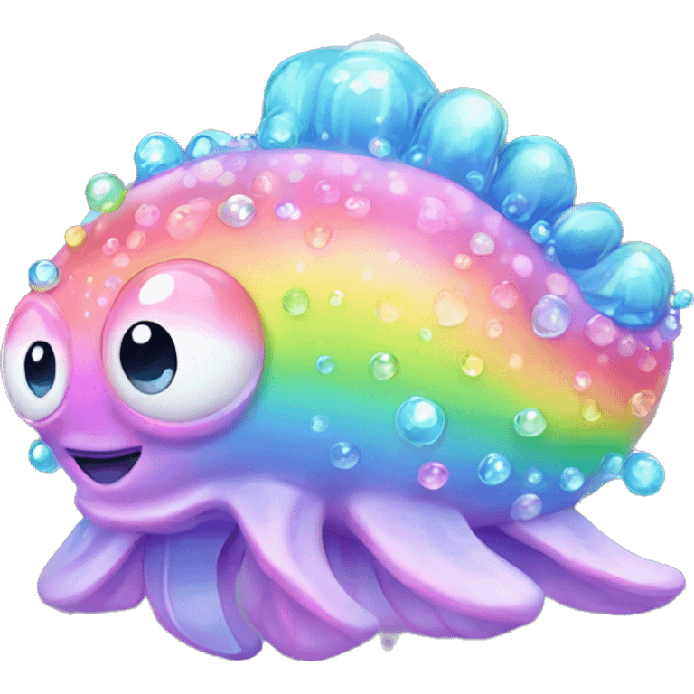 Kawaii pastel neon rainbow bedazzled sea creature emoji