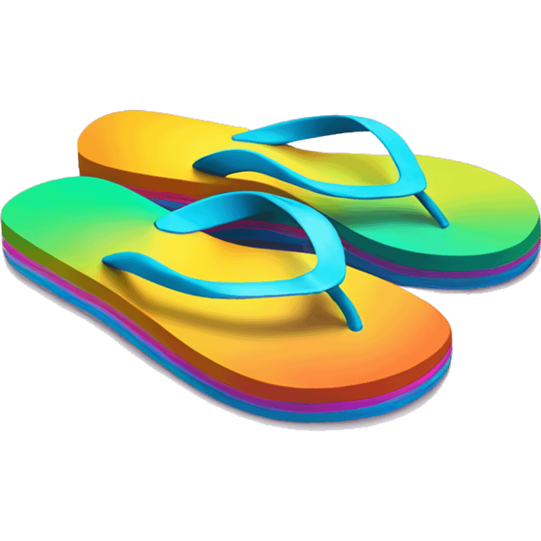 Realistic isolated pair of colorful flip flops emoji