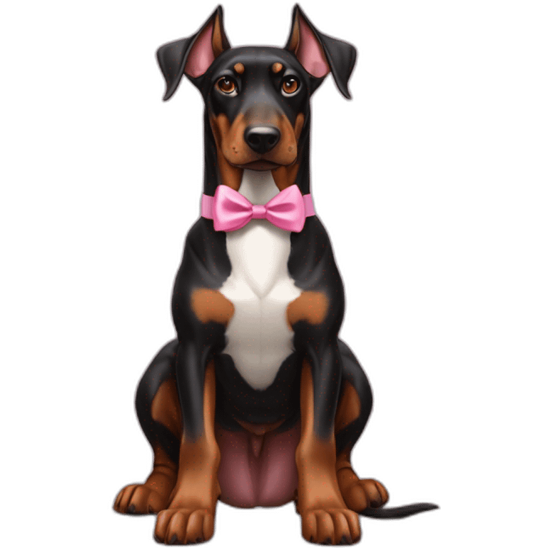 a-white-doberman-with-a-pink-bow-tie,-with-a-dark-doberman-on-its-left-and-a-brown-doberman-on-its-right emoji